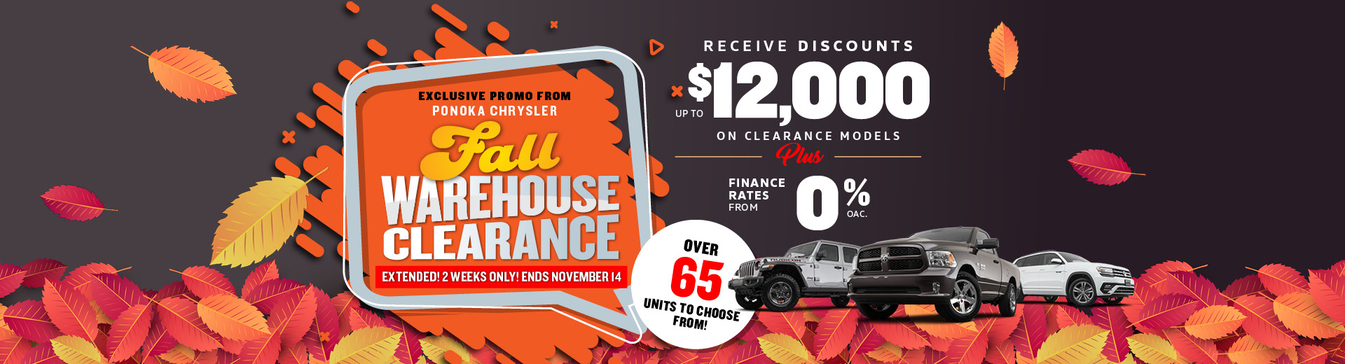 Fall Warehouse Clearance @ Ponoka Chrysler Dodge Jeep Ram