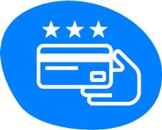 credit card with 3 stars and a hand
