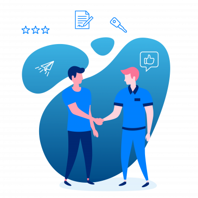 animated people shaking hands