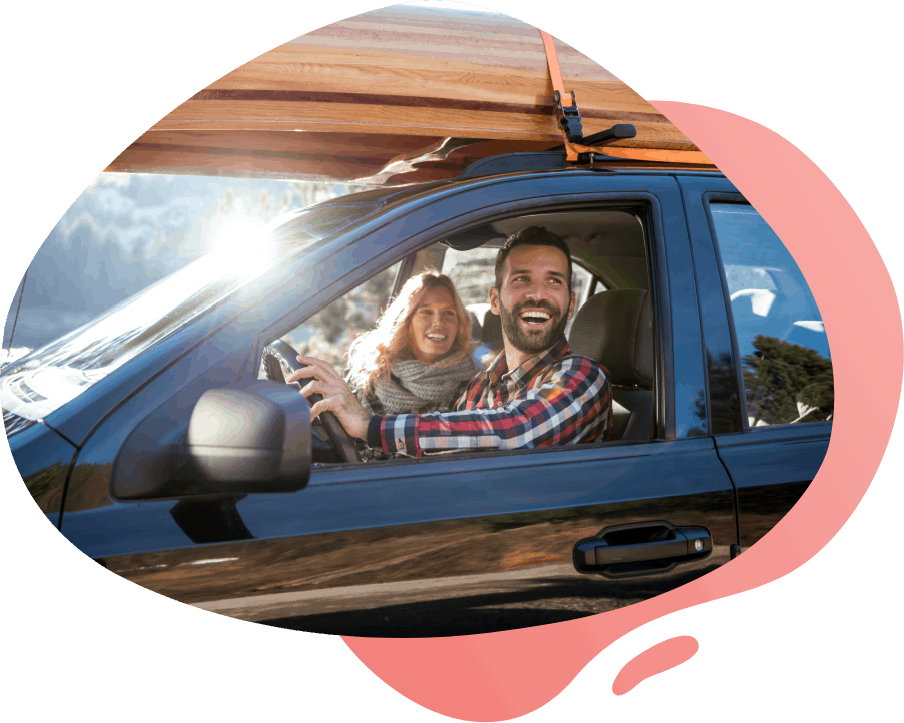 guy in car being happy about buy a car at Right Ride